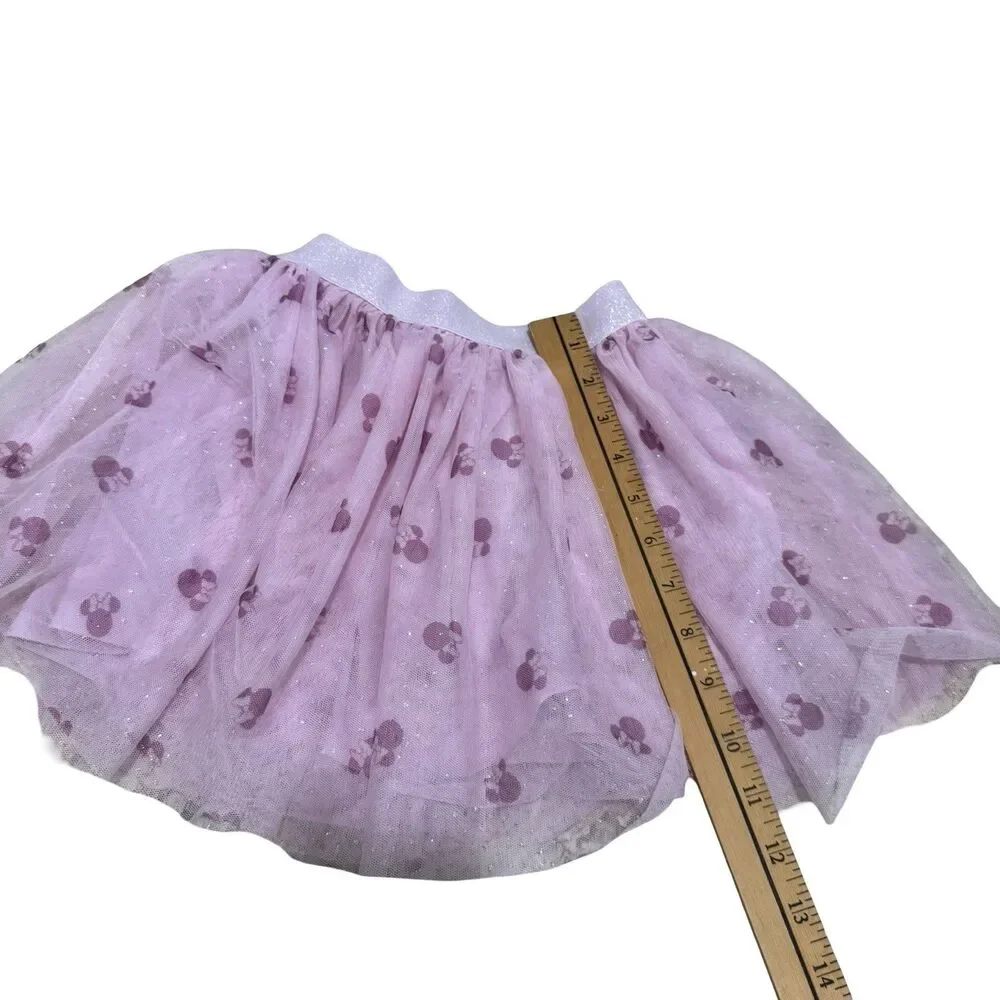 Girls kids pink Tutu skirt glitter Minnie Mouse Ears Disney Junior Size 5 EUC